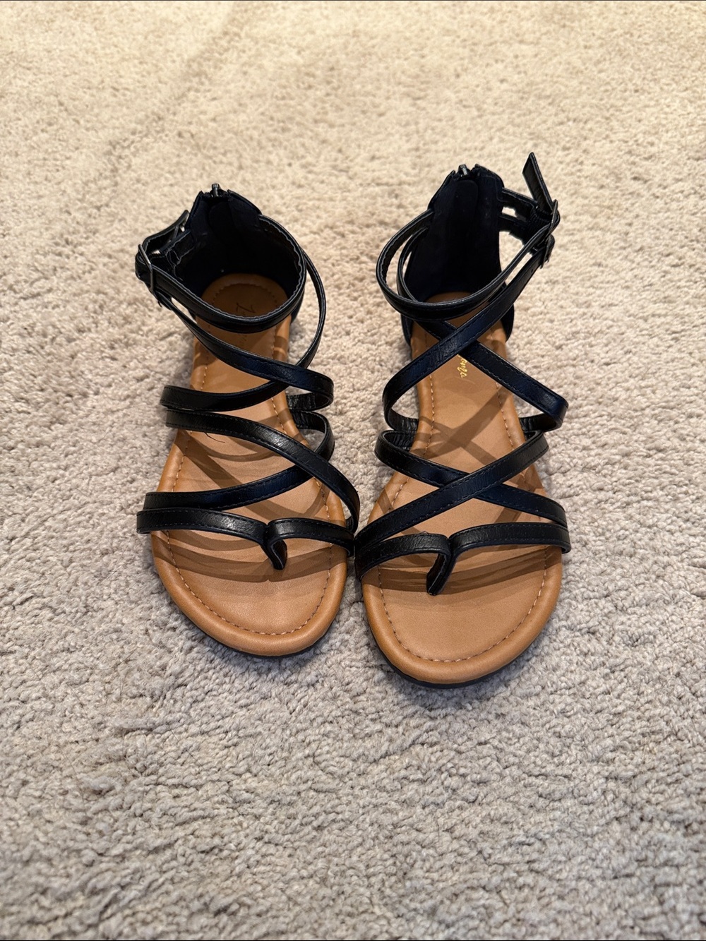 Women's Black Strappy Gladiator Sandals